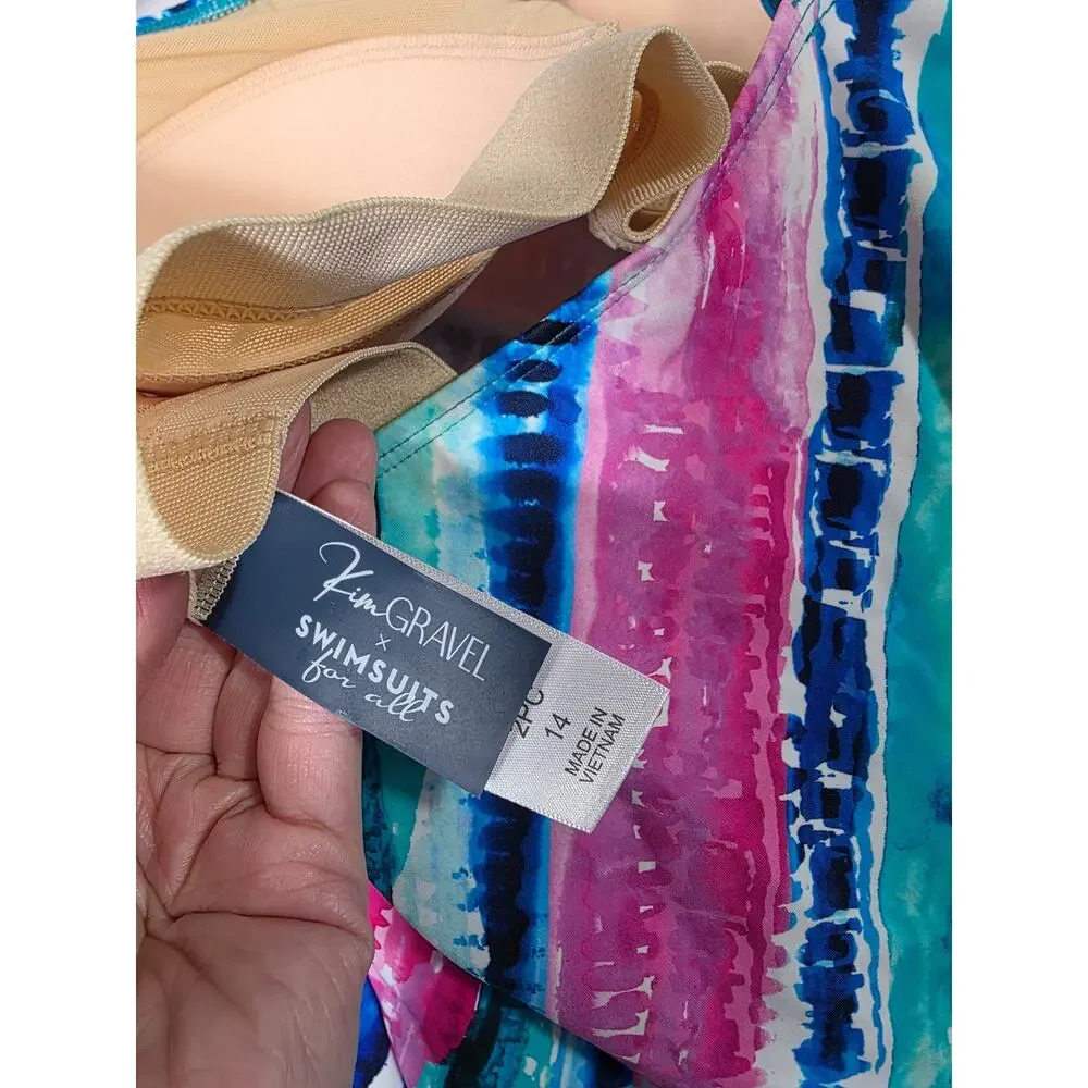 Kim Gravel X Swimsuit tankini w swim shorts womens size 14 NEW